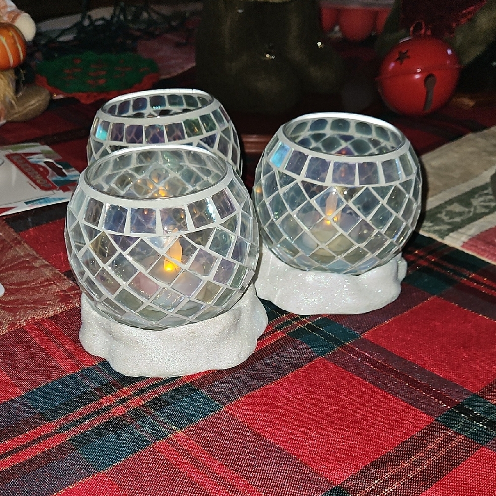 Iridescent Glass Candle Holders